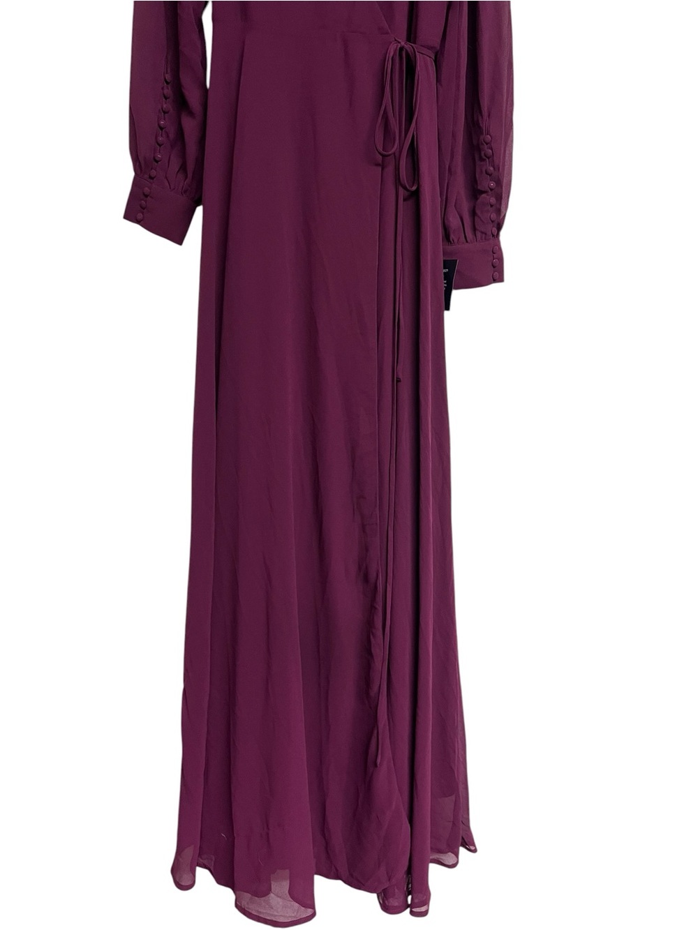 New Lulus My Whole Heart Plum Long Sleeve V-Neck Wrap Maxi Dress - Picture 4 of 6